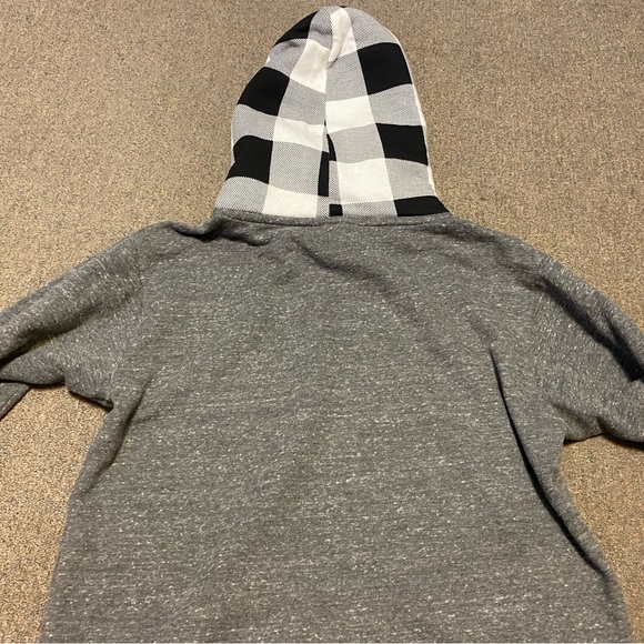 Victorias Secret PINK Hoodie Adult Gray Plaid Sherpa Lined Hood Spell Out Medium - Picture 8 of 9